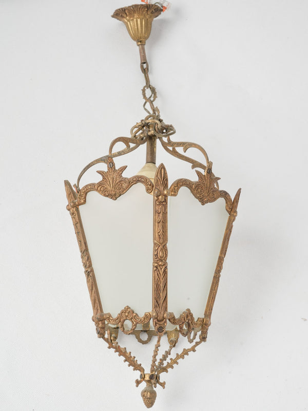 Early 20th-century lantern light fitting w/ opaque glass