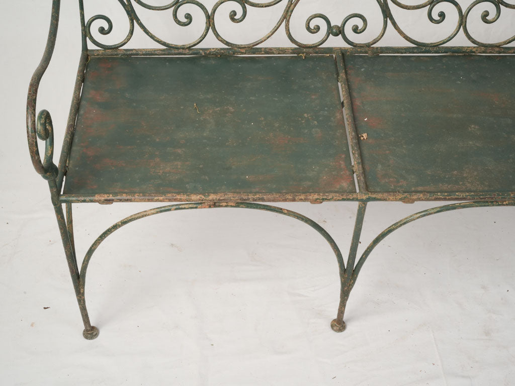 Elegant Late 19th-Century French Wrought-Iron Garden Bench W/ Lyre Back - 61½"