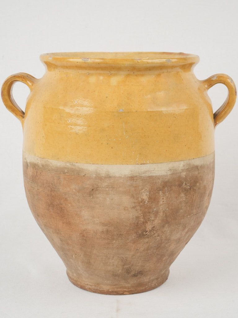 Large antique French yellow confit pot