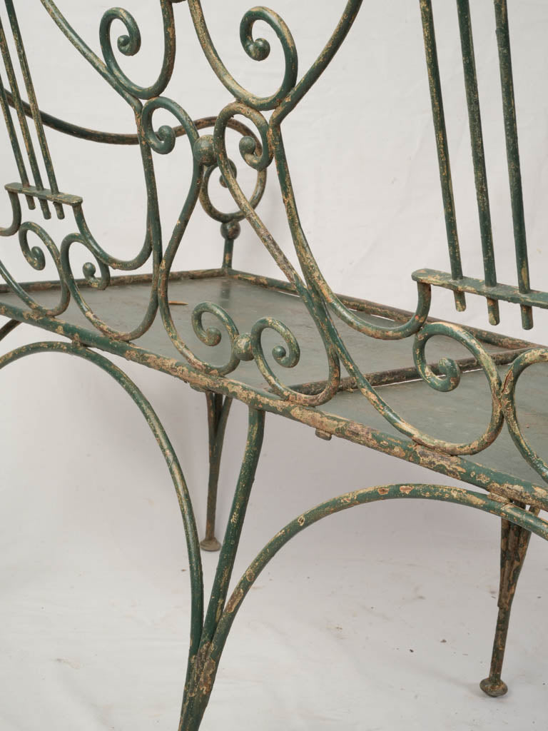 Elegant Late 19th-Century French Wrought-Iron Garden Bench W/ Lyre Back - 61½"