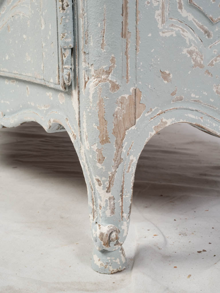Petite Early 20th Century Romantic Curved-Front French Two-Part Painted Cupboard - 72½"