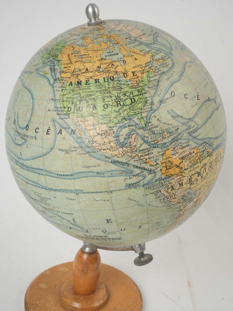 Antique wooden base globe