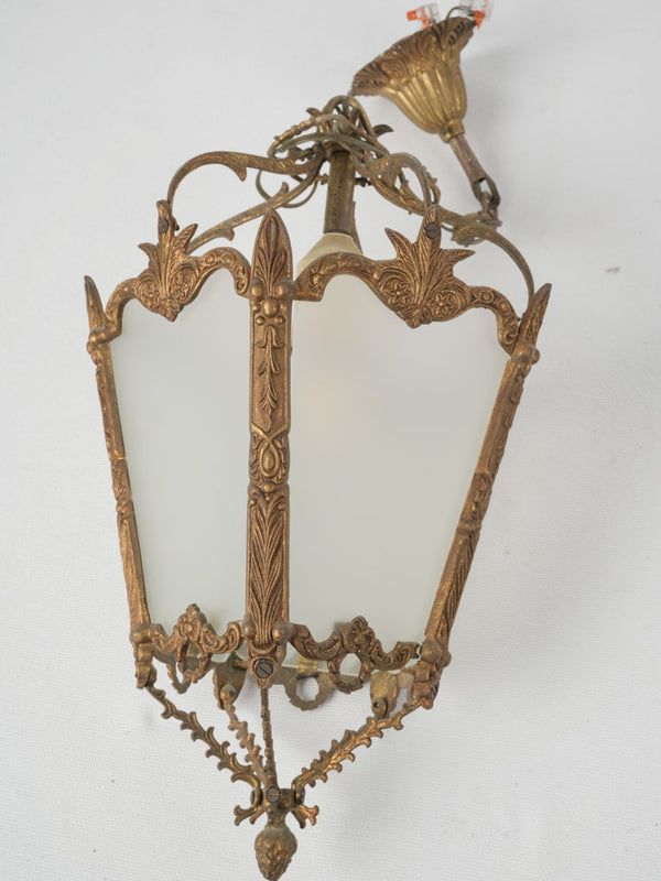 Early 20th-century lantern light fitting w/ opaque glass