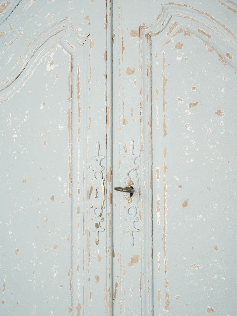 Petite Early 20th Century Romantic Curved-Front French Two-Part Painted Cupboard - 72½"