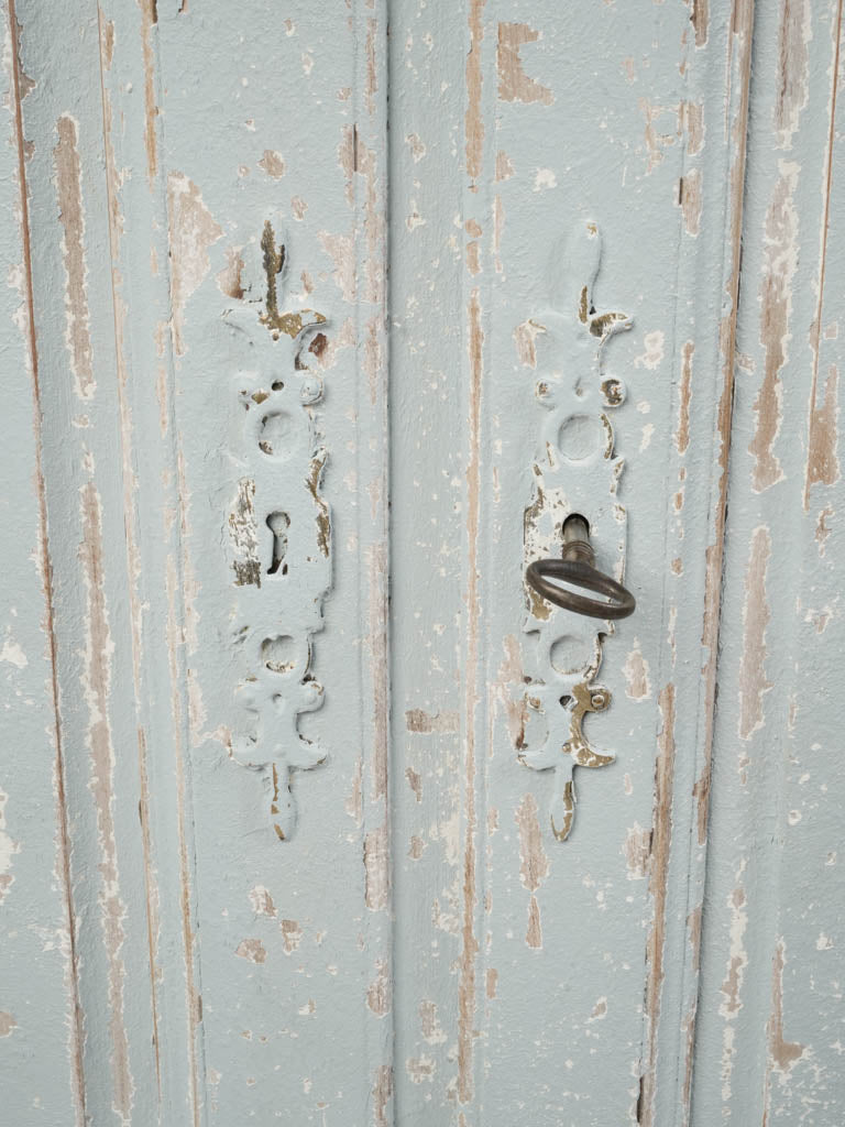 Petite Early 20th Century Romantic Curved-Front French Two-Part Painted Cupboard - 72½"