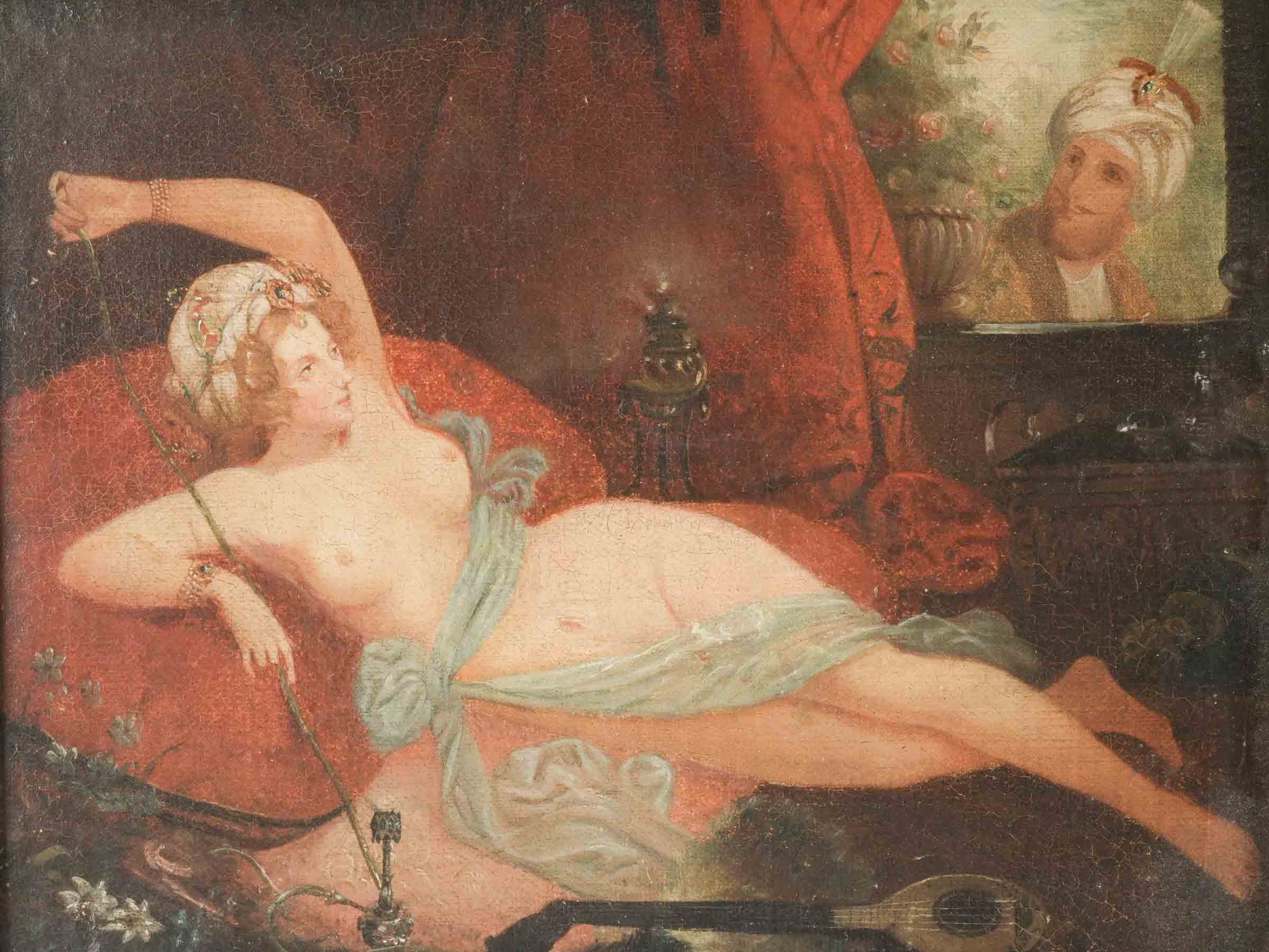 Giltwood framed vintage painting.