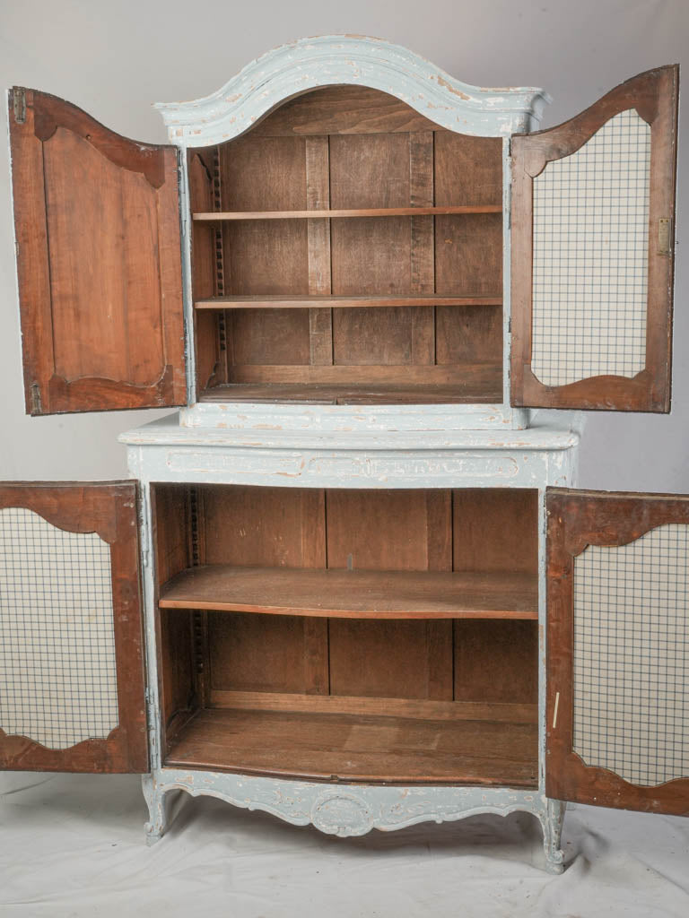 Petite Early 20th Century Romantic Curved-Front French Two-Part Painted Cupboard - 72½"