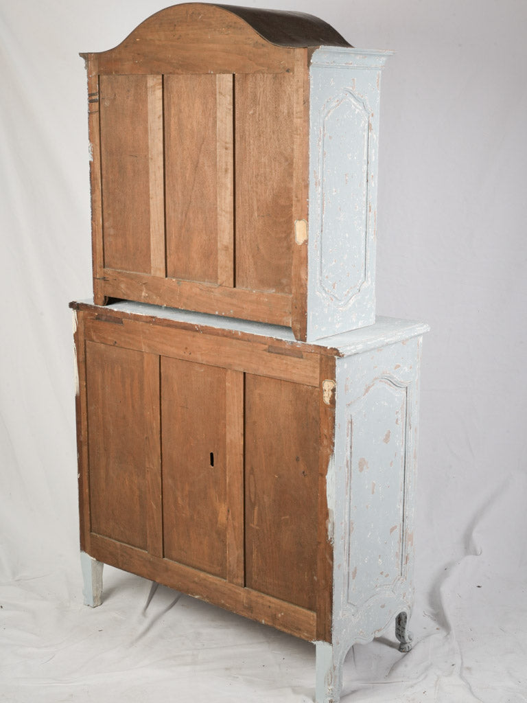 Petite Early 20th Century Romantic Curved-Front French Two-Part Painted Cupboard - 72½"