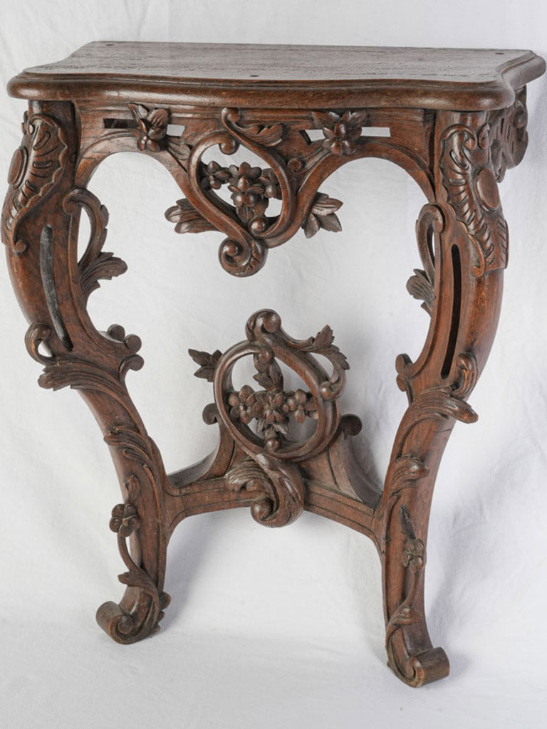 Petite Early 20th Century Rococo Style Carved Oak Wall Console - 22" x 13½"