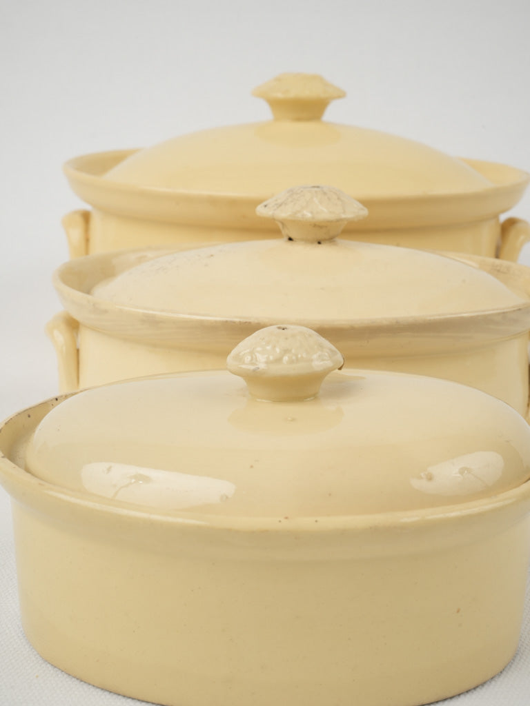 Antique Sarreguemines Oval Yellow Tureens