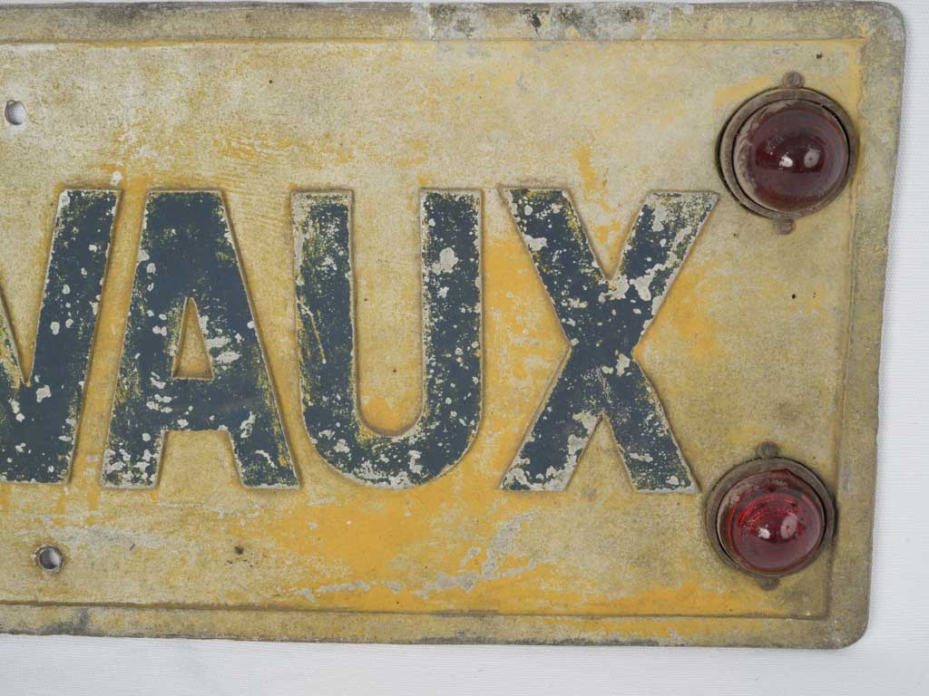 Aged, unique "Travaux" street sign