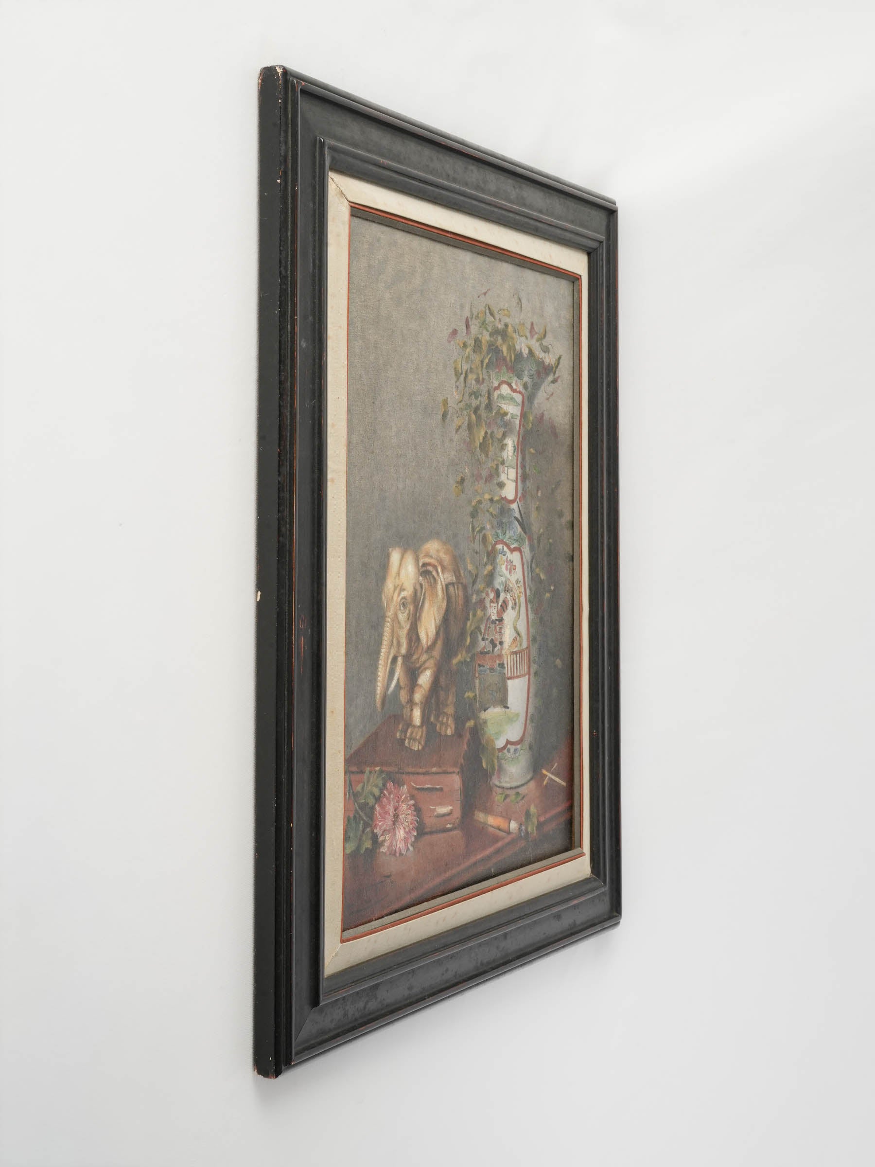 French Symbolic Still Life w/ Japanese Vase and Elephant, 1897 - 26½"