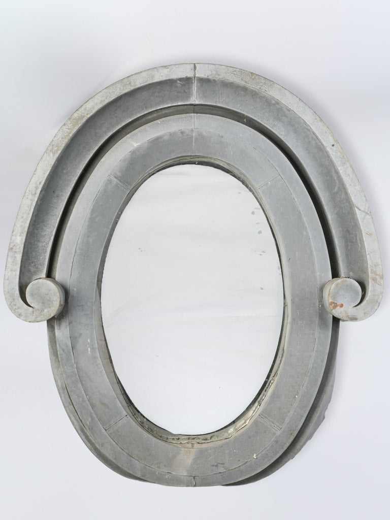 Monumental Haussmannian Zinc Bull’s-Eye Dormer Mounted w/ Antique Mercury Mirror 2/2 - 57" x 49¼"