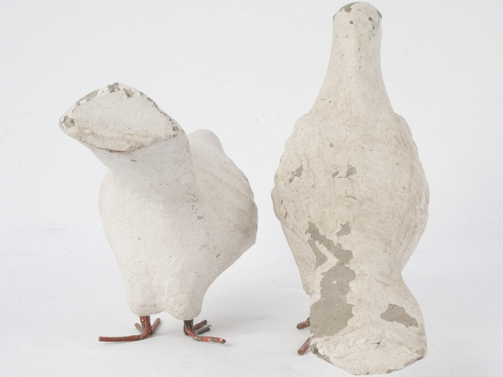 Rustic, timeless white bird statuettes