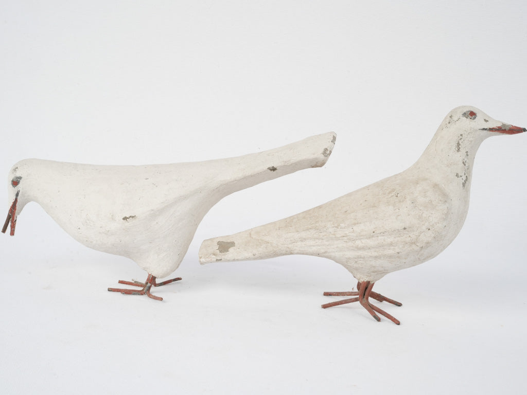 Mid-century, aged concrete dove pair