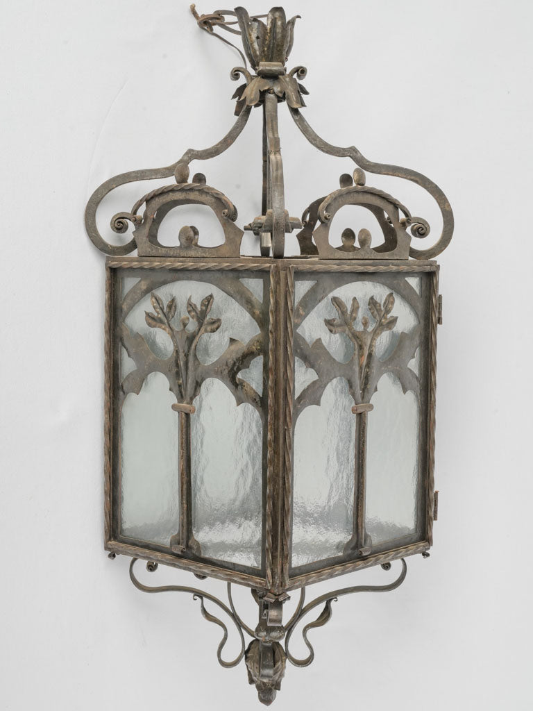 Large antique escargot scroll lantern