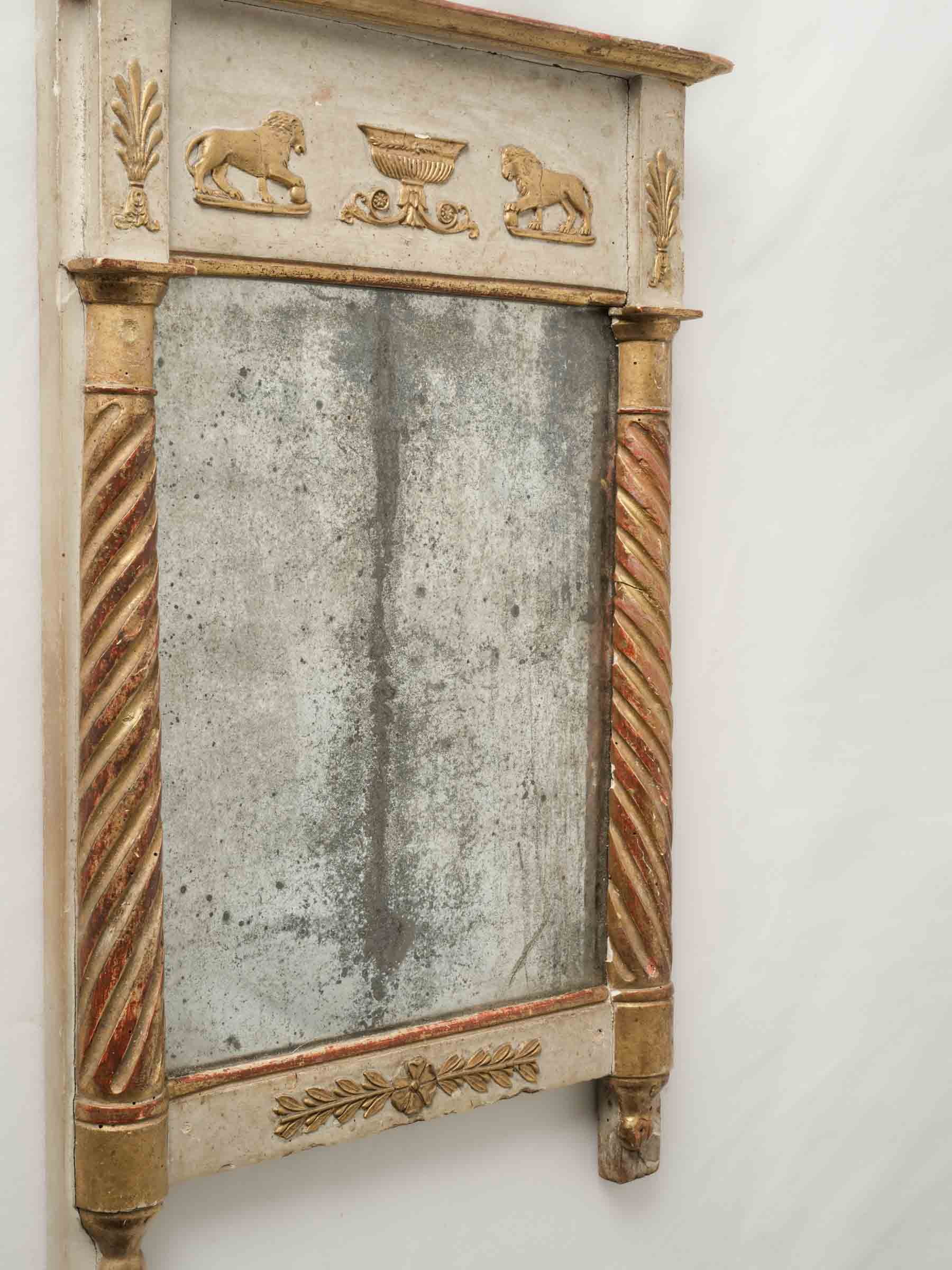 Petite Directoire Painted and Gilt Mirror w/ Atmospheric Plate - 24½" x 16¼"