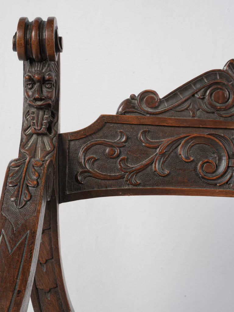 Vintage mythical grotesque masks chair