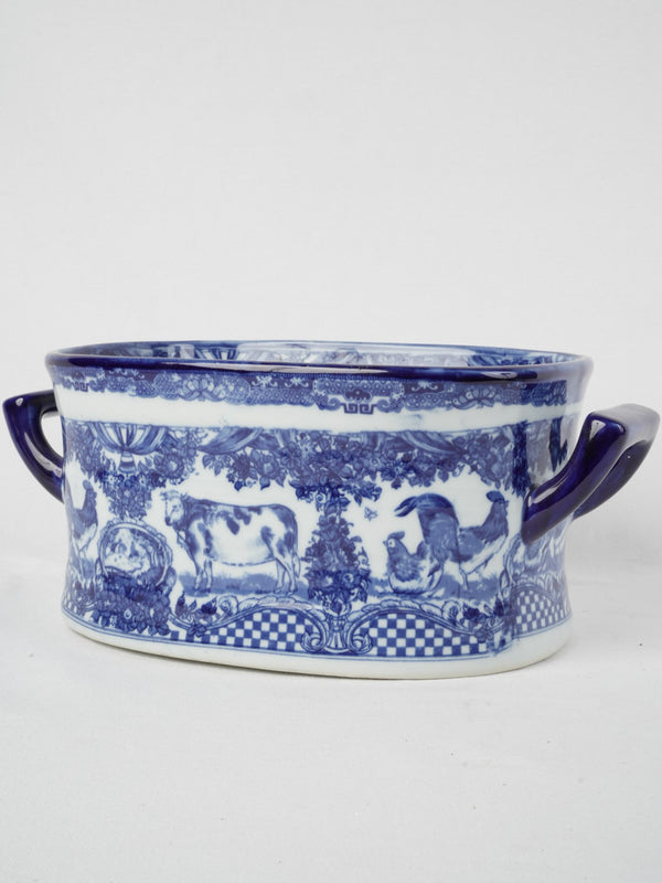 Victorian blue & white ceramic footbath