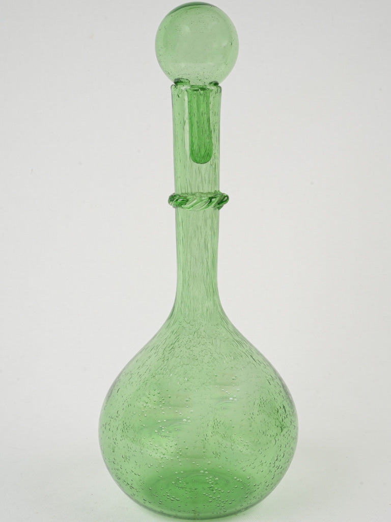 Vintage green blown glass carafe