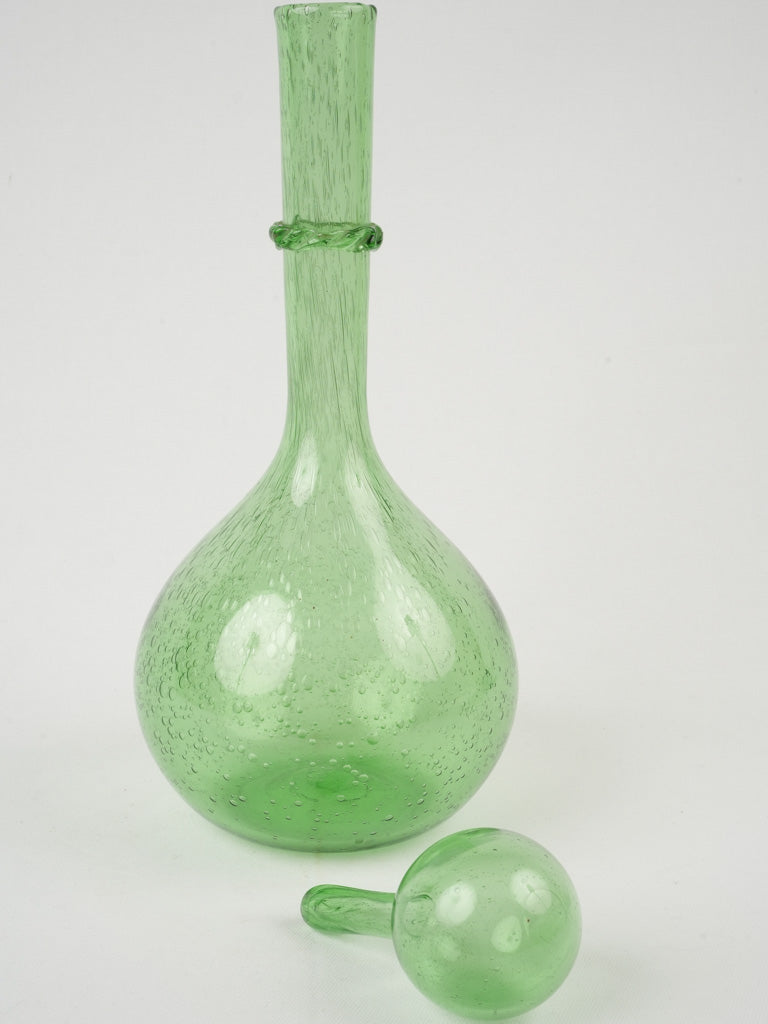 Chanteduc tall green blown glass decanter