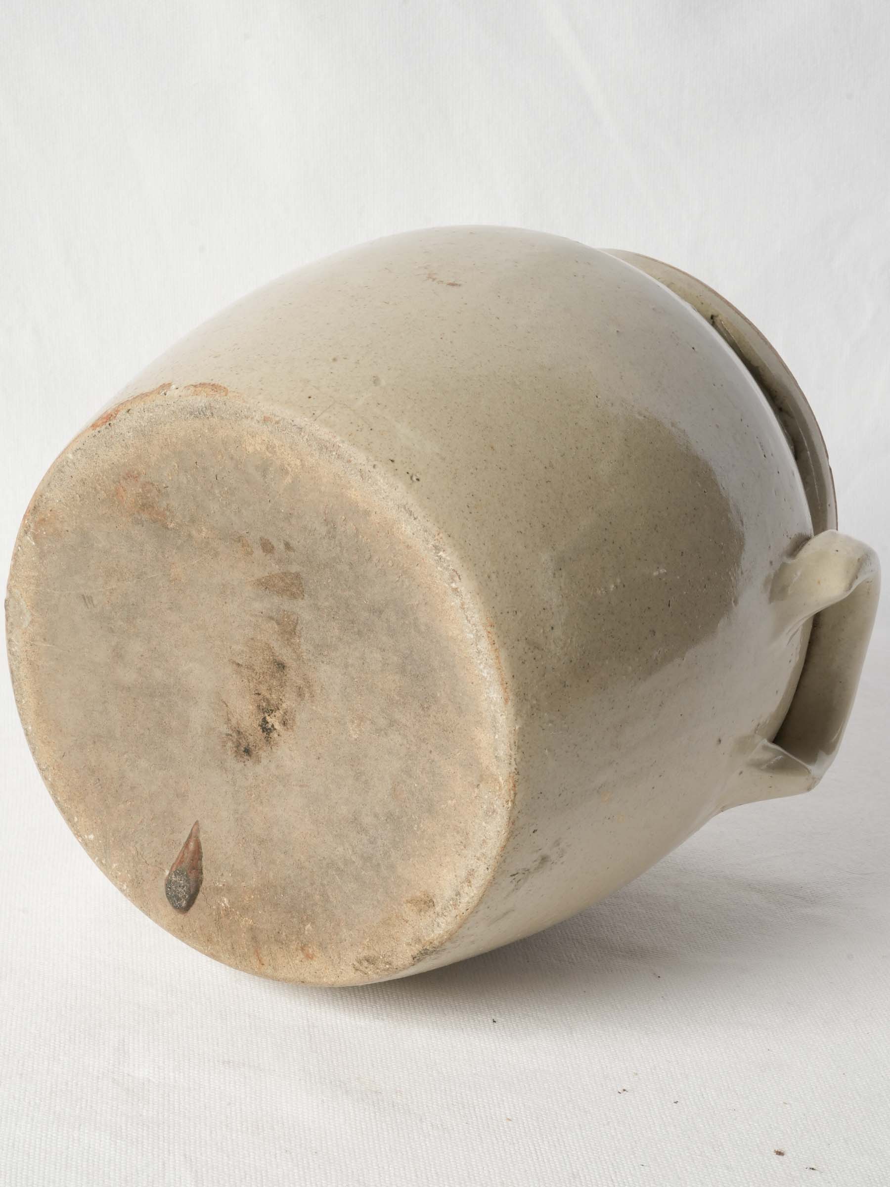 Antique French Cream-Glazed Stoneware Confit Crock - 9"