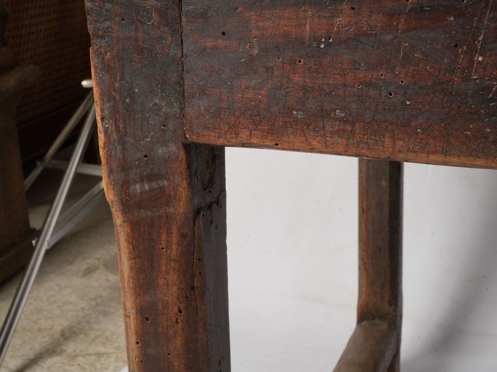 Decoratively worn farmhouse table
