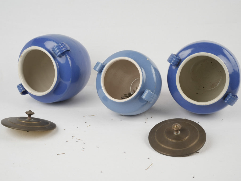 Timeless blue glazed Provencal utensil crocks