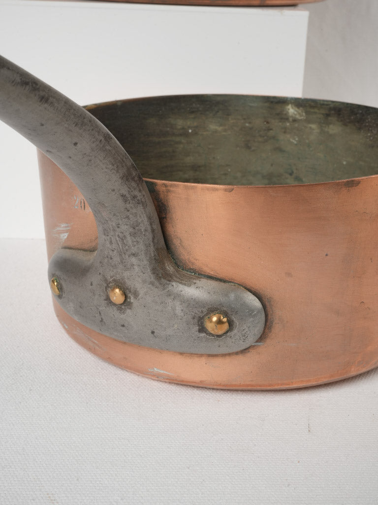 Historic farmhouse copper pans