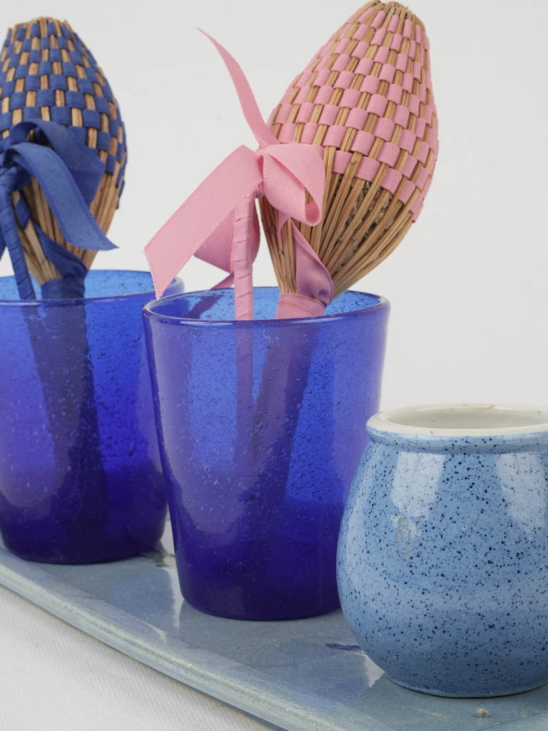 Weighty speckled blue glazed vase