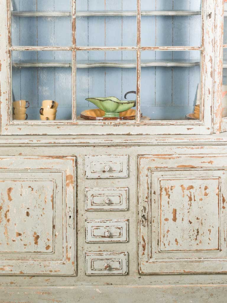 Antique provincial oak display cabinet