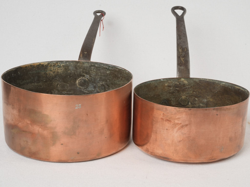 Beautifully timeworn decorative saucepans