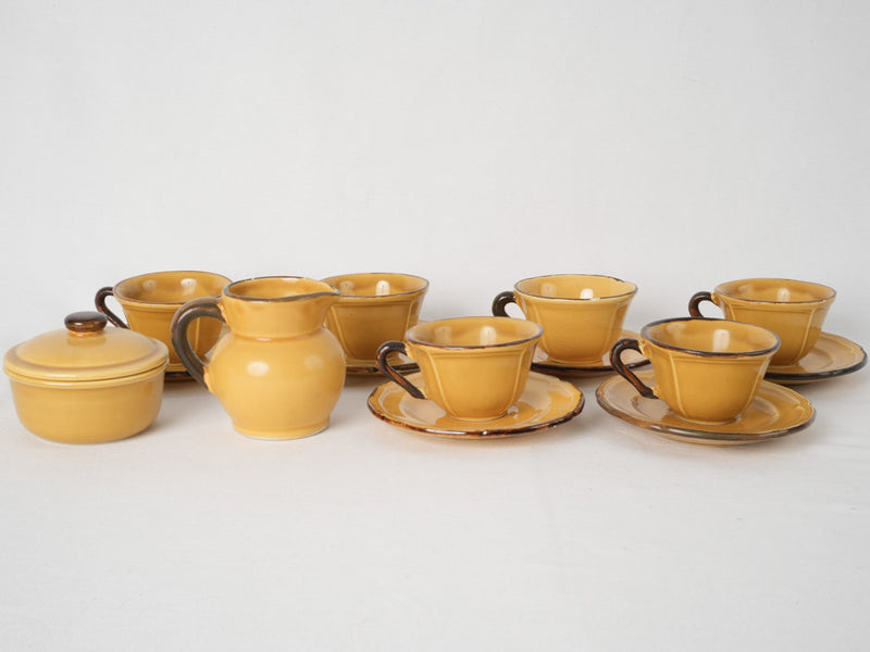 Rustic brown-accented French saucers