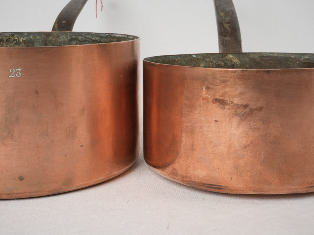Classic antique iron-handle pans