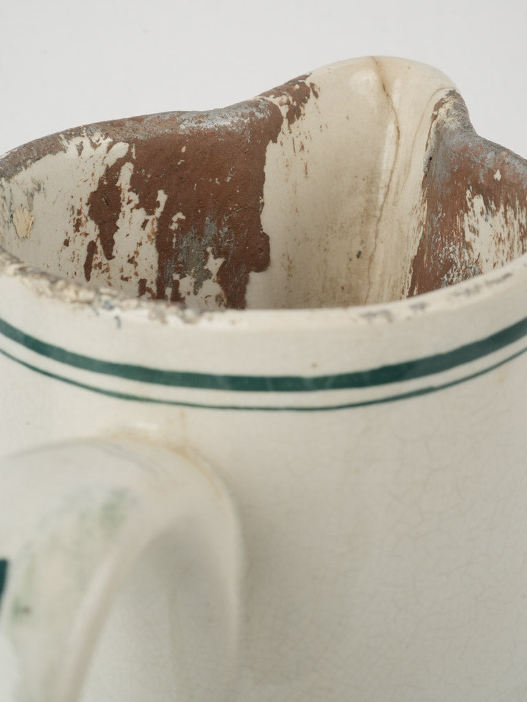 Distressed 19th century earthenware vessel