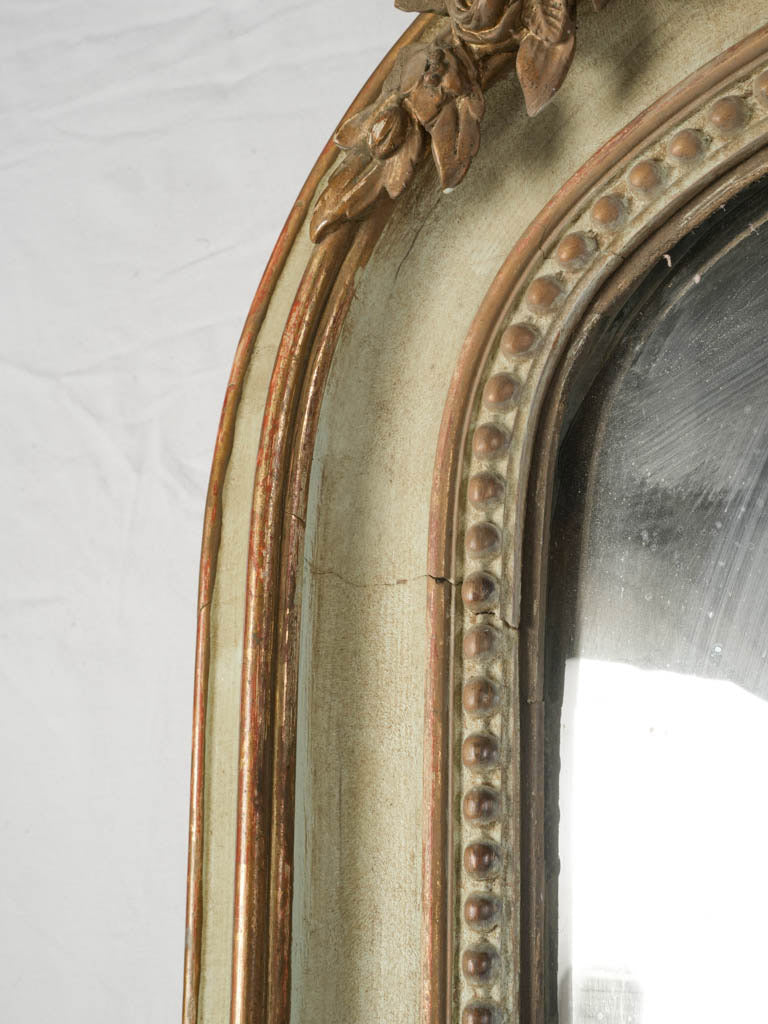 Napoleon III Overmantel Mirror w/ Almond Green Ground & Gilt Accents - 72½" x 44½"