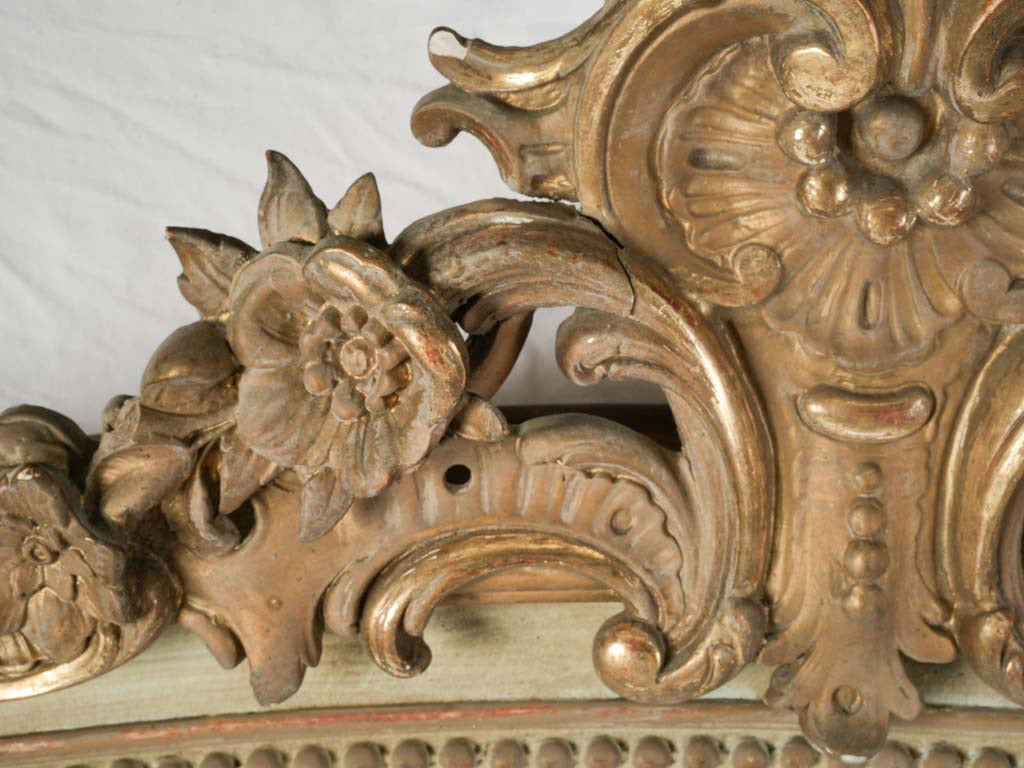 Napoleon III Overmantel Mirror w/ Almond Green Ground & Gilt Accents - 72½" x 44½"