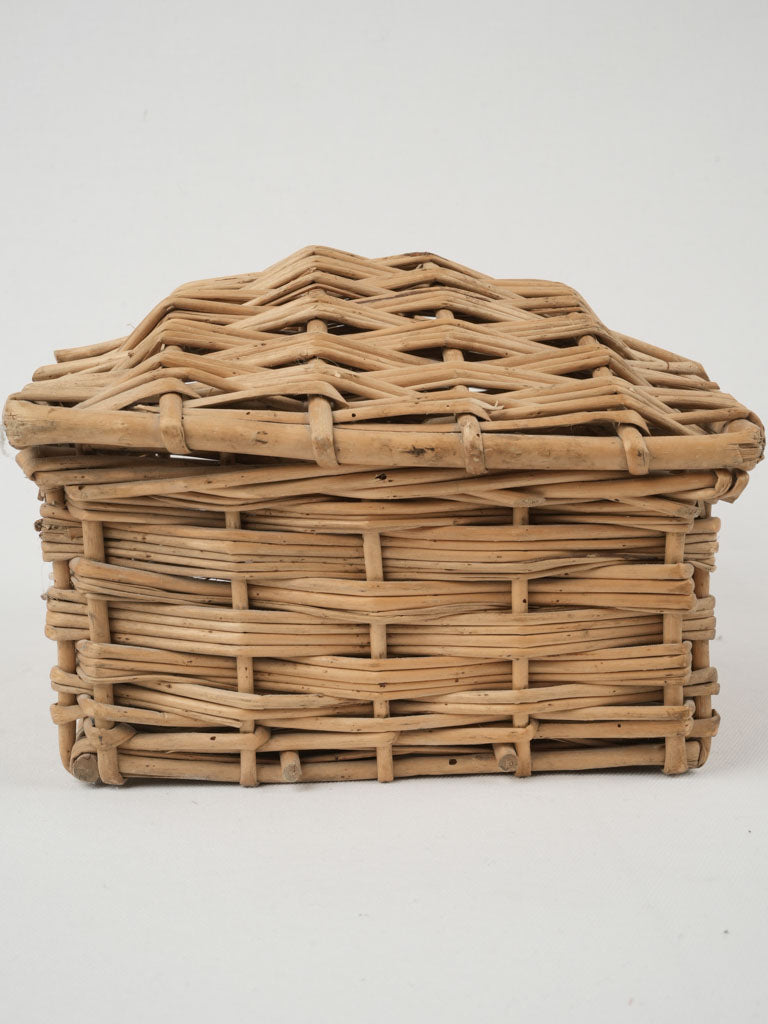 Worn vintage wicker fig basket