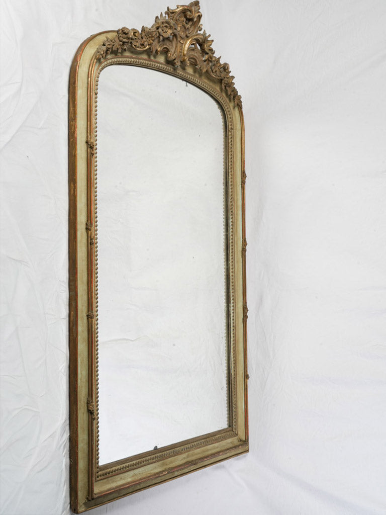 Napoleon III Overmantel Mirror w/ Almond Green Ground & Gilt Accents - 72½" x 44½"