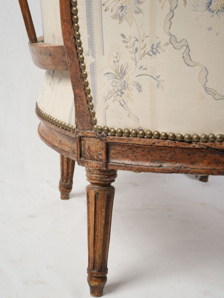 Handmade walnut Bergere armchair