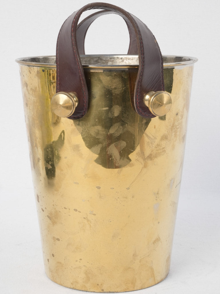 Tapered leather ice bucket