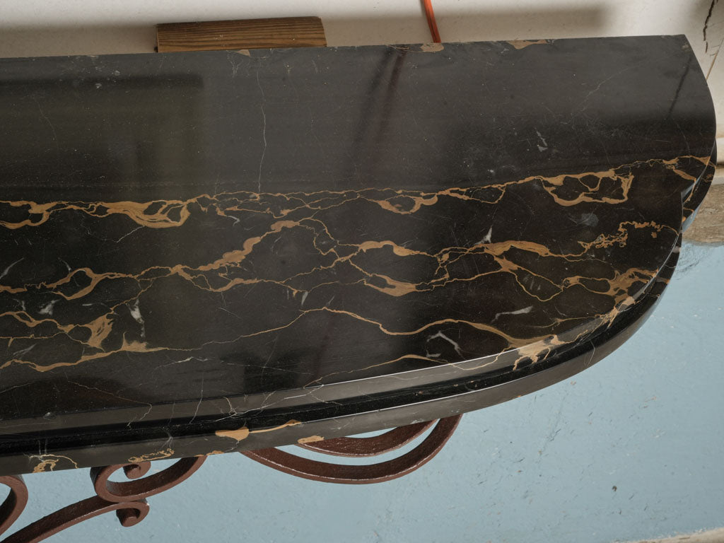 Opulent gold-veined marble consoles