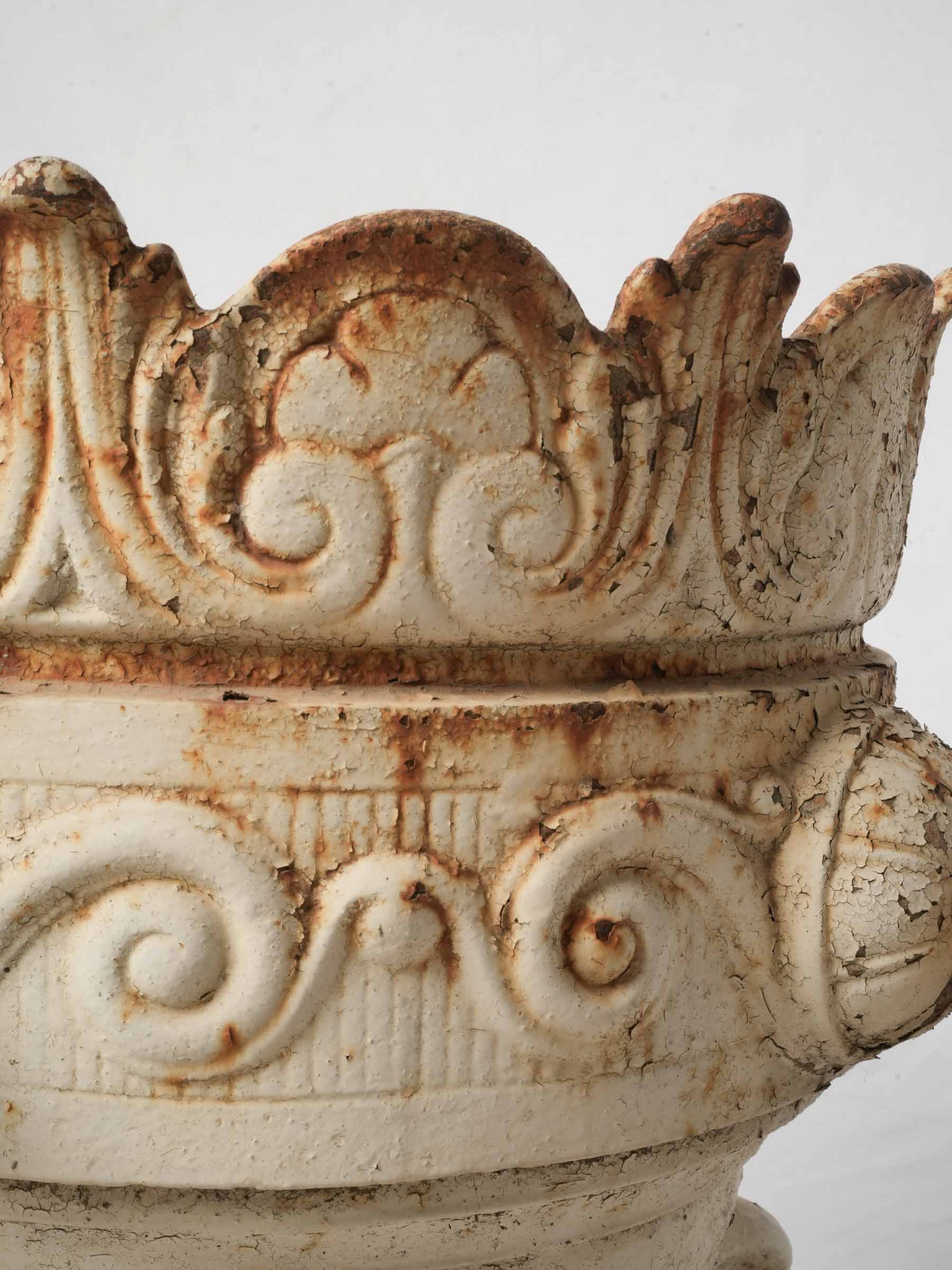 Sculptural 19th-Century French Cast Iron Jardinière w/ Weathered Patina - 19¾"