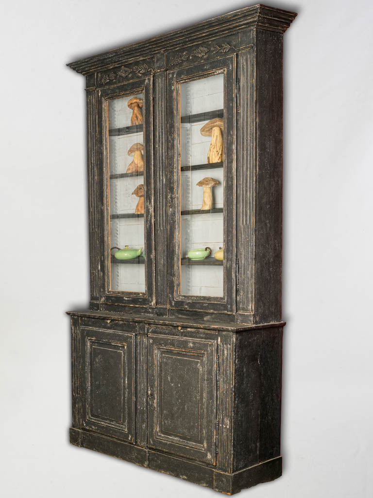Rustic black patina hutch vitrine