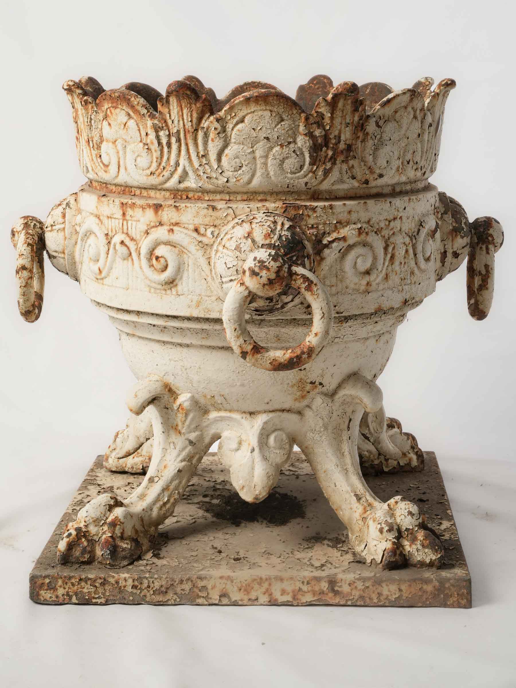 Sculptural 19th-Century French Cast Iron Jardinière w/ Weathered Patina - 19¾"