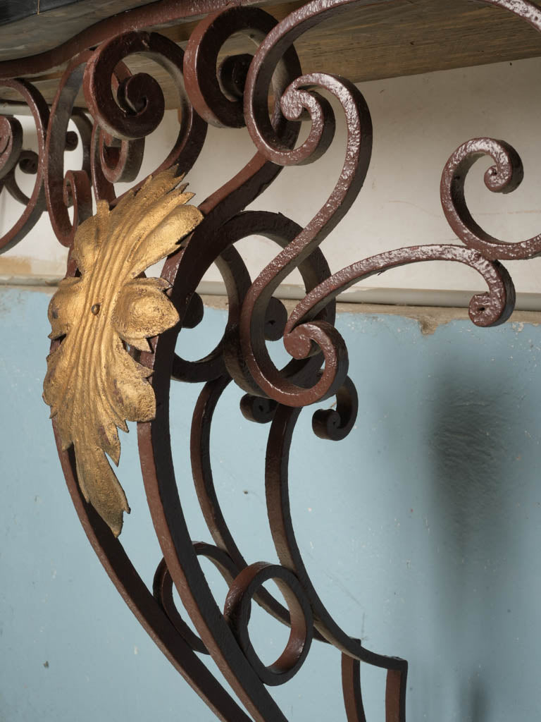 Graceful artistry wrought iron consoles