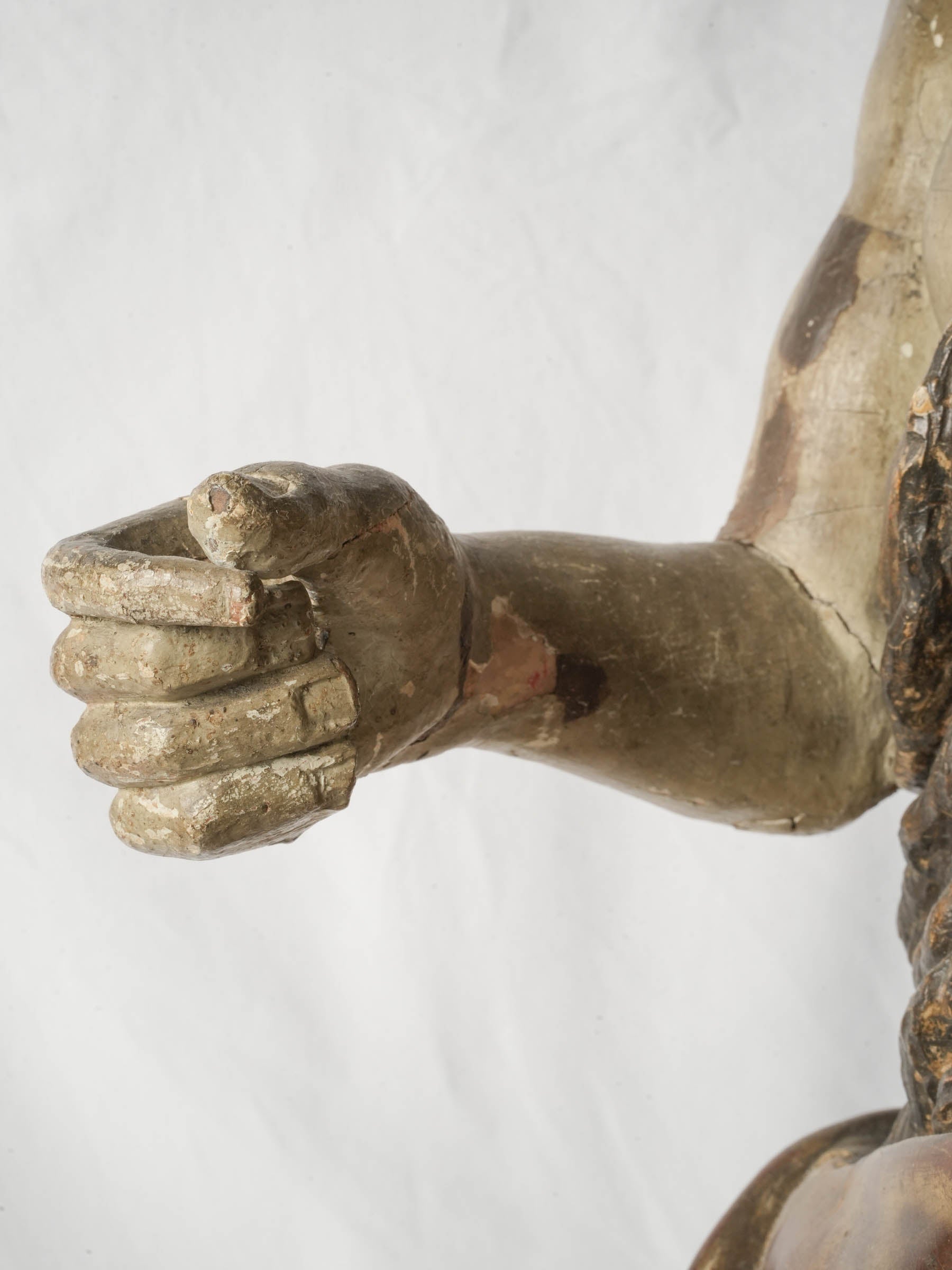 Rare Large Polychrome & Giltwood Sculpture of Saint John the Baptist, Early 18th Century - 37"