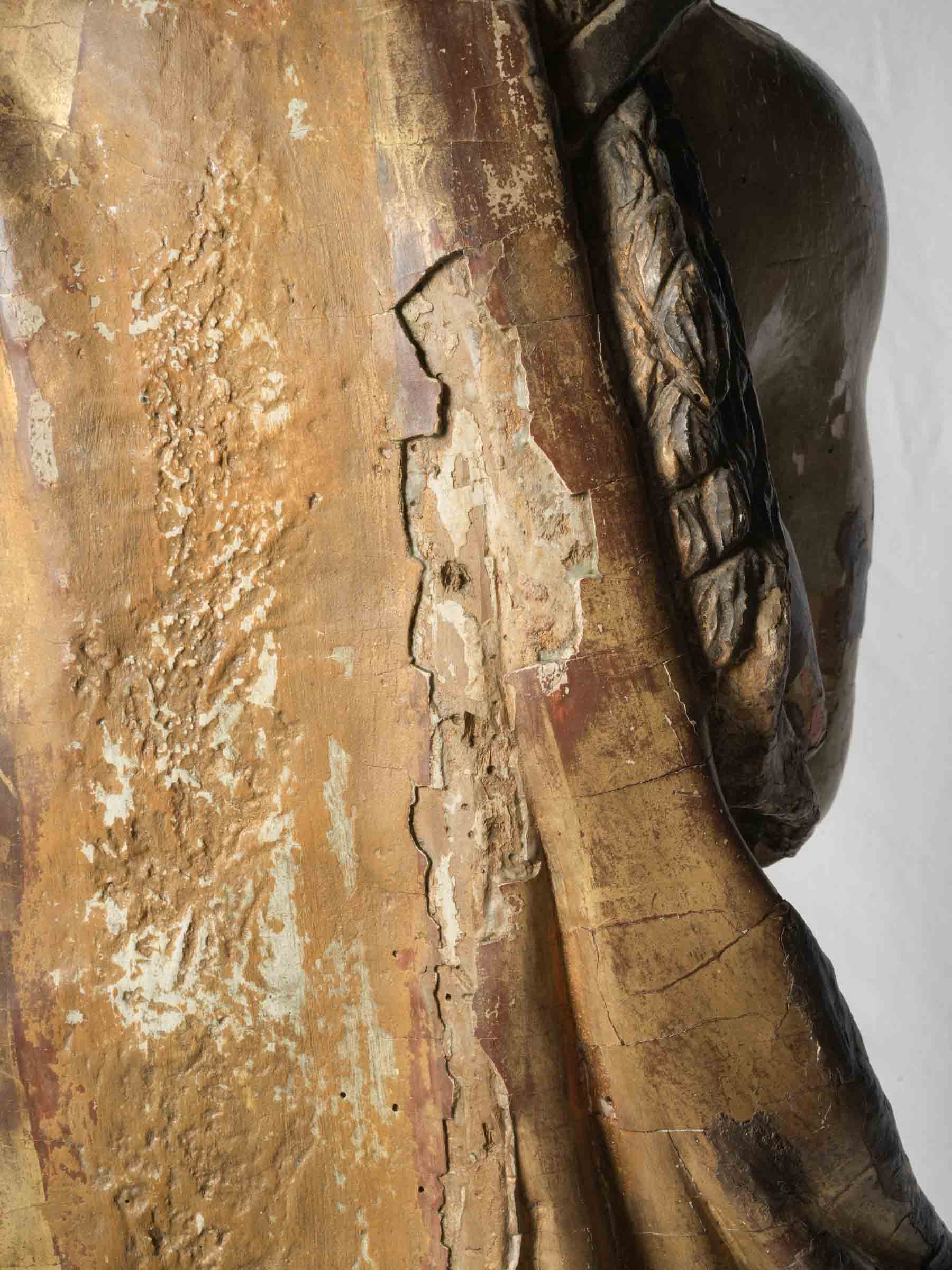 Rare Large Polychrome & Giltwood Sculpture of Saint John the Baptist, Early 18th Century - 37"