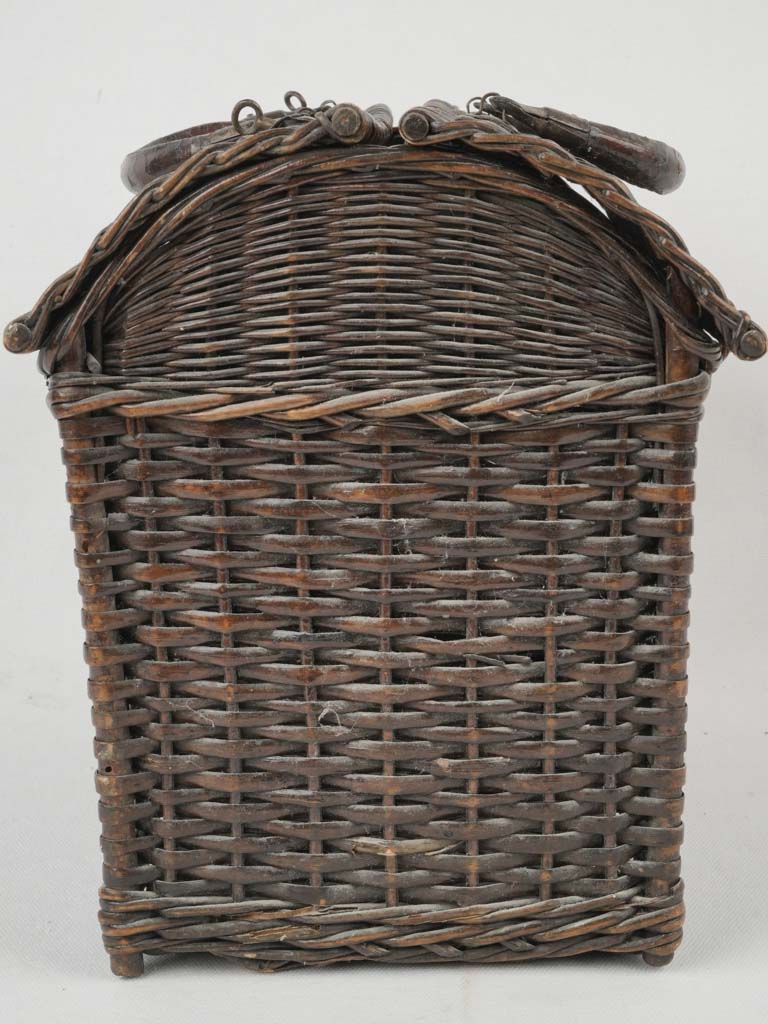 Aged wicker patina chicken carrier