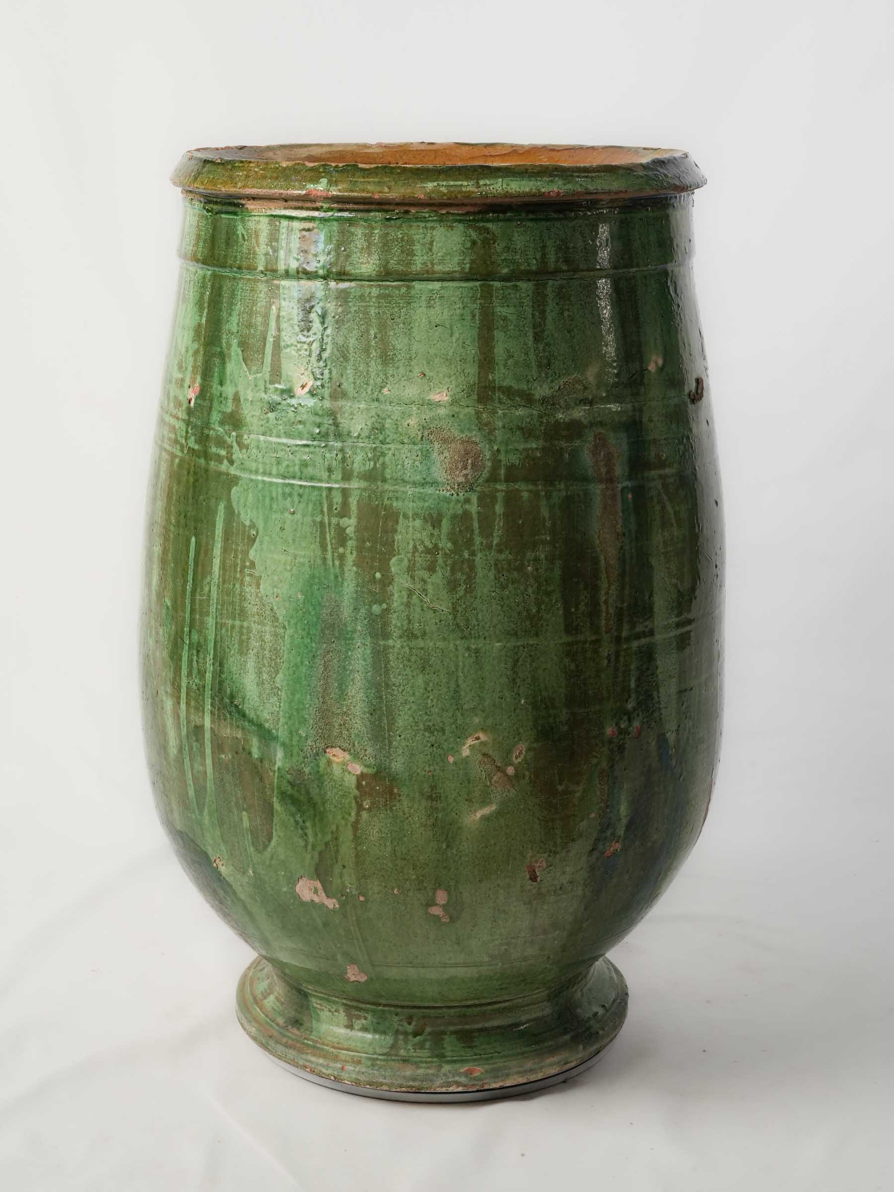 Tall Green-Glazed Olive Jar from Tornac, Late 19th Century - 29¼"